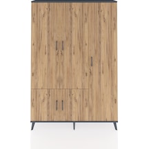 Arges Dolap 7 Raflı 5 Kapaklı Tek Askılı 132x30x195 Antrasit-çam/antrasit Atlas Çam/antrasıt