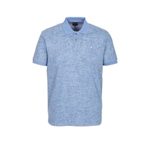 Erkek Polo Yaka Tişört Mavi Slim Fit Ribanalı Kol Pamuklu Baskılı T-shirt Ncs Jeans 1253-mavi Mavi