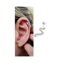 Pırlanta Parlaklığında Zirkon Taşlı 925ayar Gümüş Tragus Helix Piercing 92755391