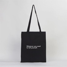 Motivasyon Motto Baskılı Bez Çanta - Siyah