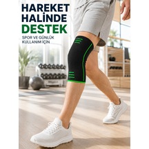 Trendexa Mey İthalat Örme Spor Dizlik Siyah Yeşil Esnek Diz Destekleyici Günlük Kullanım
