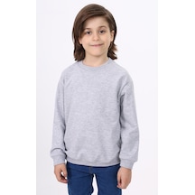 Toontoy Kids Toontoy Erkek Çocuk Relax Fit Bisiklet Yaka Hafif Düşük Omuz Baskılı Sweatshirt - 2 İplik Gri
