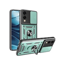 Samsung Uyumlu Galaxy S25 Uyumlu Edge Pars Lens Yüzüklü Silikon - Yeşil