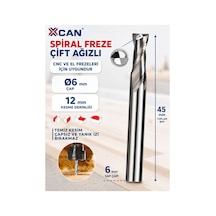 6 Mm Çift Ağızlı Spiral Karbür Freze Ucu 6x12x45 Mm Cnc Ve El Frezesi İçin