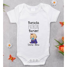 Bitmeyenkartus Bk Kids Isimli Burada Patron Benim Tasarımlı Bebek Body Zıbın - M Beyaz