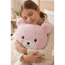 Pembe Ayıcıklı Yumuşak Peluş Yastık Uyku Arkadaşı Dekoratif Sarılmalık Ayı
