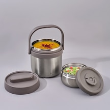 Aryıldız Bento Lunch Box Yemek Termosu Yuvarlak Steel 1400 Ml Ar262283 Gri