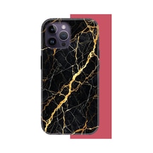 İphone 14 Pro Uyumlu Altın Diyagonal Uv Baskılı Silikon Kılıf Renkli