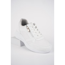 Muggo Asia Garantili Kadın Ortopedik Günlük Bağcıklı Yandan Fermuarlı Rahat Sneaker Spor Ayakkabı 001
