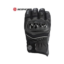 Motoanl Scoyco Deri Ve Cordura Reflektörlü Eldiven Gri - Siyah