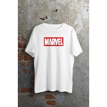 Tarzsokak Unisex Örme Marvel Logo Baskılı Beyaz