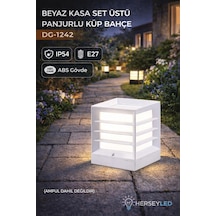 Beyaz Kasa Set Üstü Panjurlu Küp Bahçe Armatürü Dış Mekan Aplik Beyaz