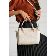 Just Polo Kadın Monogram Baskılı Yeni Sezon El Ve Omuz Çantası 232031mh Krem