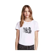 Muhammed Ali Punch Baskılı Beyaz Kadın Tshirt