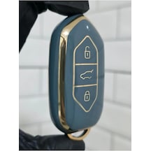 Togg T10x Uyumlu 3 Butonlu Anahtar Koruma Kılıfı Gri Gold Renk