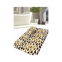 Leopar - Kahve, 70X120Cm Kaymaz, Dökülmez,Deri Taban Banyo Halısı Çok Renkli