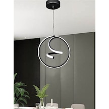 Renkoled Aydınlatma Modern Sarkıt Led Avize Siyah Kasa Beyaz Işık Siyah
