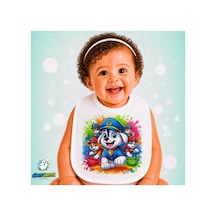 Paw Patrol Keten Bebek Mama Önlüğü Yumuşak - Emici - Yıkanabilir - Özel Tasarım P151 Çok Renkli