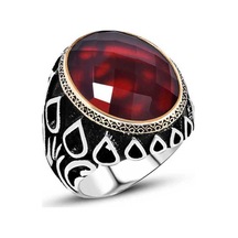 Gumush Gümüş Kırmızı Zirkon Taşlı Erkek Yüzük  546993097