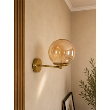 Ömür Avize Simge Eskitme Gold Kollu Globe Camlı Aplik Beyaz