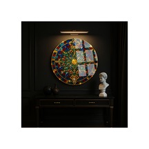 Vitray Kral Tacı Ve Taşlar Yuvarlak Cam Tablo Modern Sanat Tablosu Parlak Ve Net Görüntü Kafe Ve Ofis İçin Anlamlı Hediye Seçeneği
