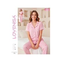 Lovenisa 12062 Kadın Milan Düğmeli Pijama Takımı Pembe
