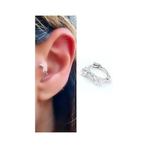 Pırlanta Parlaklığında Zirkon Taşlı 925ayar Gümüş Fiyonk Tragus Kıkırdak Helix Halka Piercing Gümüş