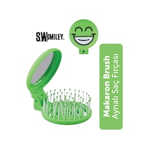 Beauty Makaron X Sw. Smiley Saç Fırçası - 3d Esnek, Aynalı, Çanta Boy - Compact Detangler Yeşil