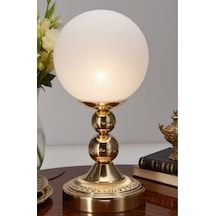 Cam Abajur Matal Gövde Dekoratif Aydınlatma Beyaz