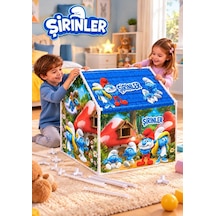 Şirinler Lisanslı Çocuk Çadırı Çift Yönlü Hayal Evi 100 X 100 Cm Eğlenceli Oyuncak Çadır Çok Renkli