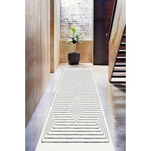 Decomia Home Dijital Kaymaz Yıkanabilir Labirent Salon Halısı Mutfak Halısı Koridor Halısı Halı Yolluk DC-4144-Y