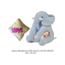 Yastık Hediyeli-uyku Arkadaşım Peluş Fil - Büyük Yumuşacık 85 Cm - Sevgiliye Hediye 001