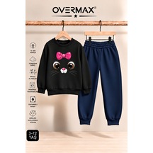 Overmax Kız Çocuk Kapüşonsuz Kitten Face Baskılı Eşofman Takımı- 3-12 Yaş Siyah Üst-lacivert Alt - 922518723 Siyah Üst-lacivert Alt