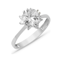 Kalp Tektaş 14 Ayar Beyaz Altın Yüzük