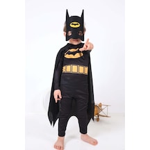 Batman Çocuk Kostümü - Maskeli Pelerinli Batman Kostümü Betmen
