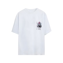 Noıssey Mona Lisa Tasarımlı Unisex Oversize T-shirt Beyaz