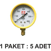 Ak Tek Manometre Doğalgaz 0-600 Mbar Düşük Basınç Paket 5 Li