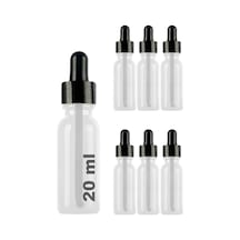 Afracam 20 Ml Metal Kapaklı Damlalık Dropper Şişesi Serum 20 Cc Cam Şişe 6 Adet Siyah Kapak, Şeffaf