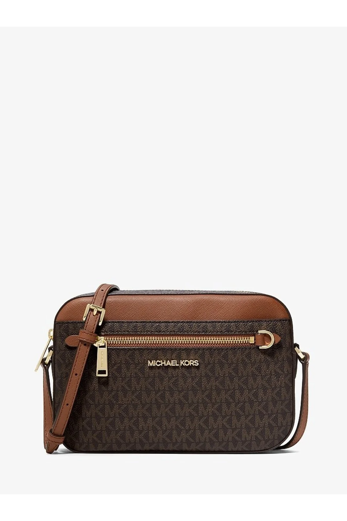 Michael Kors Jet Set Kadın Logolu Çapraz Omuz Çantası 35s1gttc9b Brown Signature Kahverengi