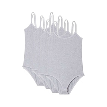 Tutku 4 Adet İp Askılı Kadın Çıtçıtlı Body Gri