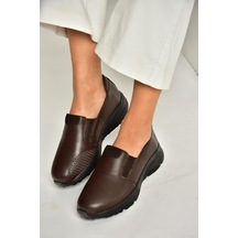 Fox Shoes T555082003 Kahverengi Hakiki Deri Comfort Ortopedik Taban Kadın Ayakkabı Kahverengi-hakiki Deri