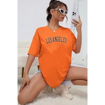 Unisex Los Angles Tasarım Tshirt Turuncu
