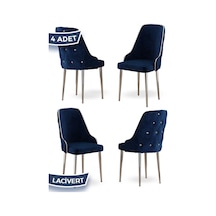 Canisa Krax Serisi 1.sınıf Babyface Kumaş Yemek Odası Sandalye Gümüş Metal Ayak 4 Adet Lacivert Sandalye Sandalye Lacivert Ayakları Gümüş