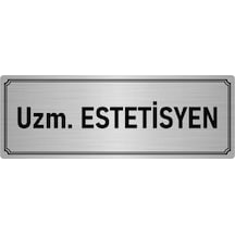 Metal Yönlendirme Levhası, Departman Kapı İsimliği Uzm. Estetisyen 7x20 cm Gümüş Renk