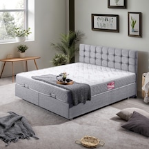 Venedik Çift Kişilik Baza Başlık Letto Yatak Seti - Açık Gri 150 x 200
