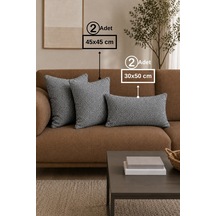 Chevron Bohem Dekoratif Punch Yastık Kırlent Kılıfı Antrasit 30 x 50