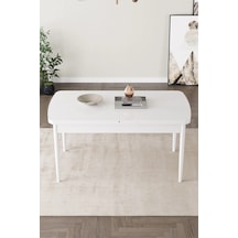Familieconcept Almira Serisi, Beyaz 80x132 Açılabilir Mdf Mutfak Masası Takımı 4 Adet Sandalye Cappuccino