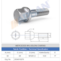 20 Adet Mercedes Bijon Civatsı 28 Mm