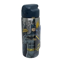 600ml Batman Temalı Lisanslı Pipetli Kilitlenebilir Kapak Paslanmaz Çelik Termos