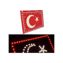 Ahmet Otomotiv Türk Bayrağı Ay Yıldız Bayrak Led Işıklı Panel Tabela - 24 Volt